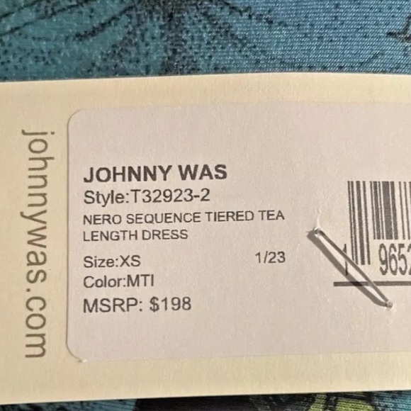 Johnny Was Nero Sequence Tiered Tea Length Dress Size XS NWT - Picture 5 of 5